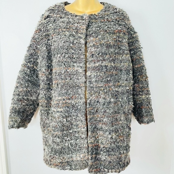 Zara Textured Bouclé Wool Blend Coat Small Cozy Oversized Fall Winter Jacket - Picture 2 of 5